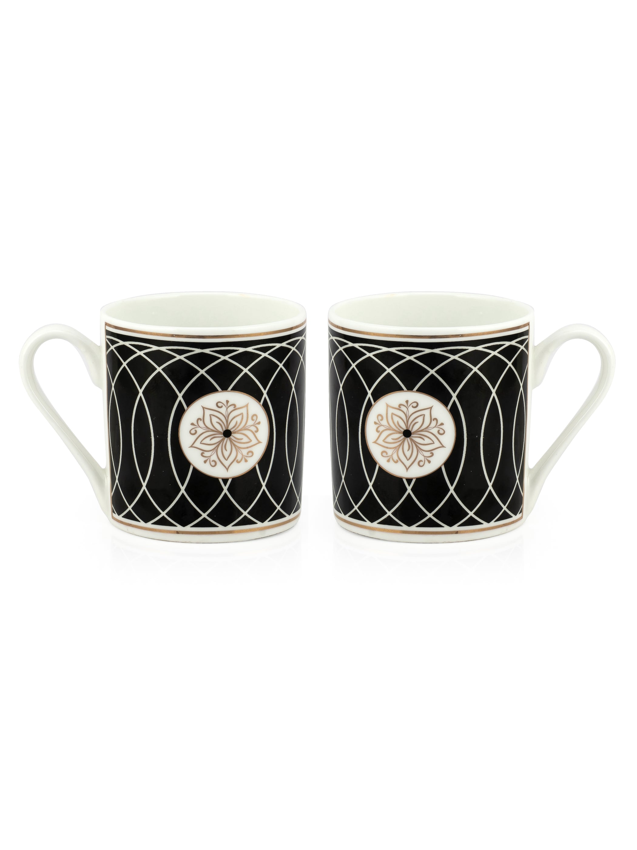 Melon Noir Black Coffee & Tea Mugs, 220ml, Set of 6 (N403)
