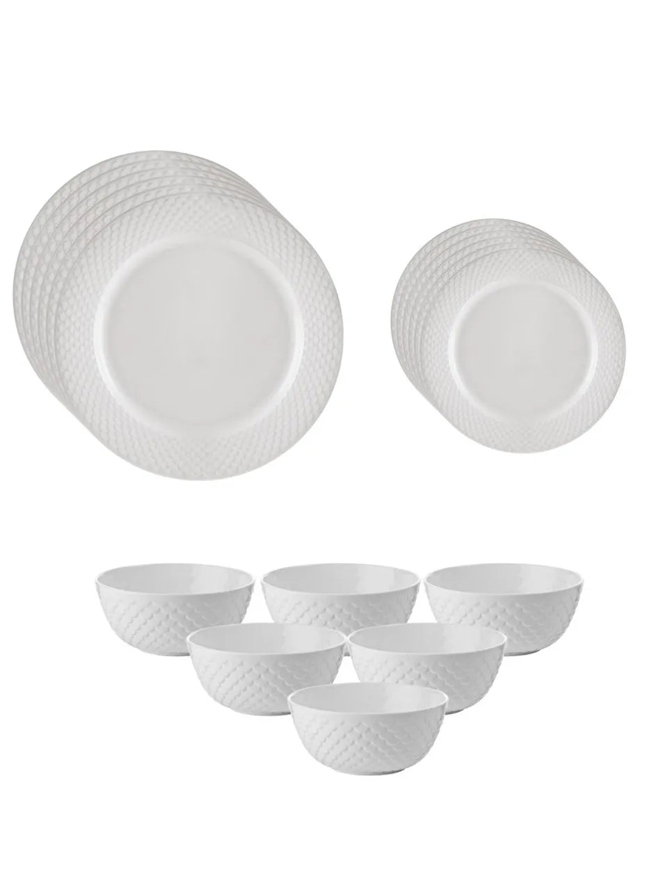 Ripple Georgian Plain White Dinner Set of 18, for Six Persons