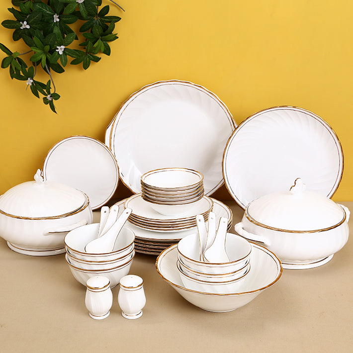 Ceramic Karina Dinner Set Gold Line 310 - Clay Craft India